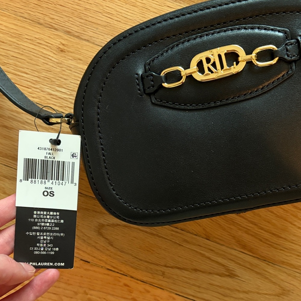Ralph Lauren Black Leather Crossbody Bag with Gold Hardware - Picture 3 of 3